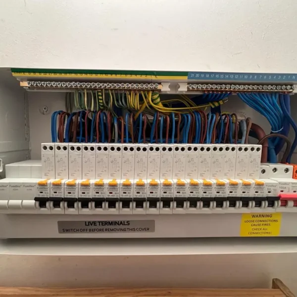 A new 18th Edition consumer unit fitted with RCBO protection by HM Electrical